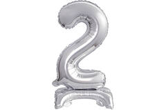 Mini Number 2 Silver Foil Balloon N16 Packaged 39 cm x 22 cm