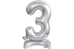 Mini Number 3 Silver Foil Balloon N16 Packaged 37 cm x 22 cm
