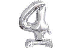 Mini Number 4 Silver Foil Balloon N16 Packaged 39 cm x 28 cm