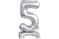 Mini Number 5 Silver Foil Balloon N16 Packaged 38 cm x 22 cm