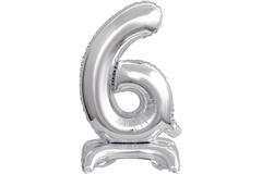 Mini Number 6 Silver Foil Balloon N16 Packaged 38 cm x 22 cm