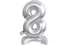 Mini Number 8 Silver Foil Balloon N16 Packaged 37 cm x 22 cm