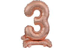 Mini Number 3 Rose Gold Foil Balloon N16 Packaged 37 cm x 22 cm