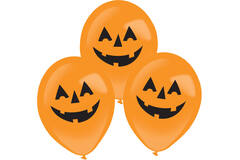 4 Latex Balloons Clear LED Pumpkin 27.5 cm / 11"