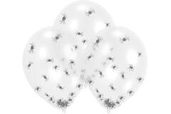 6 Latex Balloons Clear Spider Filled 27.5 cm / 11"
