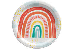 8 Plates Retro Rainbow Round Papier 23 cm
