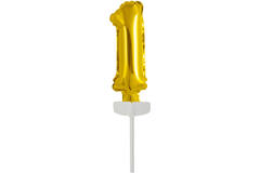 Micro Size Number 1 Gold Foil Balloon N6 Packaged 11 cm x 4 cm