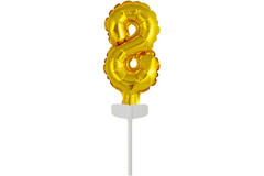 Micro Size Number 8 Gold Foil Balloon N6 Packaged 11 cm x 6 cm