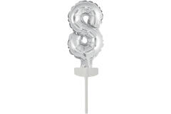 Micro Size Number 8 Silver Foil Balloon N6 Packaged 11 cm x 6 cm