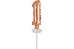 Micro Size Number 1 Rose Gold Foil Balloon N6 Packaged 11 cm x 4 cm