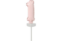Micro Size Number Number 1 Pastel Pink Foil Balloon N6 Packaged 11 cm x 4 cm