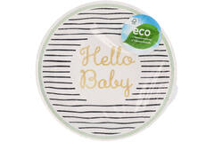 8 Plates Hello Baby Round Paper 23 cm