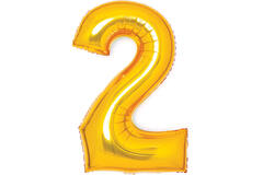 Medium Number 2 Gold Foil Balloon N26 Packaged 70 cm x 51 cm