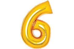Medium Number 6 Gold Foil Balloon N26 Packaged 74 cm x 46 cm