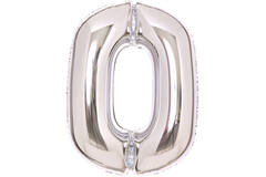 Medium Number 0 Silver Foil Balloon N26 Packaged 67 cm x 47 cm