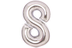 Medium Number 8 Silver Foil Balloon N26 Packaged 74 cm x 49 cm