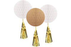 3 Honeycomb Decorations with Fringes Wedding Paper 30.4 cm