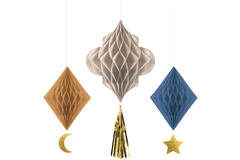 3 Hanging Decoration Eid Ramadan (Honeycomb with Tassel)