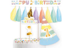 Deko-Set 1st Birthday Rainbow Paper / 4 Parts