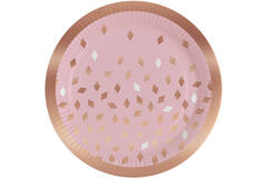 8 Plates Rose Gold Birthday Round Paper 23 cm