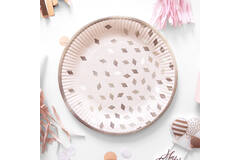 8 Plates Rose Gold Birthday Round Paper 23 cm