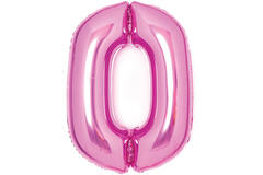 Medium Number 0 Pink Foil Balloon N26 Packaged 67 cm x 47 cm