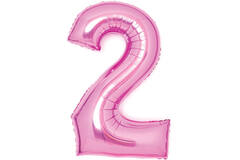Medium Number 2 Pink Foil Balloon N26 Packaged 70 cm x 51 cm