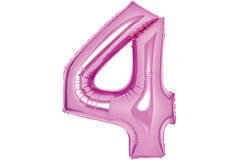 Medium Number 4 Pink Foil Balloon N26 Packaged 74 cm x 51 cm