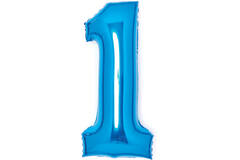 Medium Number 1 Blue Foil Balloon N26 Packaged 65 cm x 35 cm