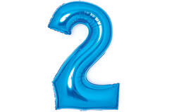 Medium Number 2 Blue Foil Balloon N26 Packaged 70 cm x 51 cm