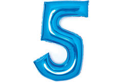 Medium Number 5 Blue Foil Balloon N26 Packaged 72 cm x 52 cm