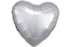 Standard Metallic Silver Heart Foil Balloon C16 Packaged 43 cm