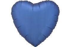 Standard Silk Lustre Azure Blue Heart Foil Balloon C16 Packaged 43 cm