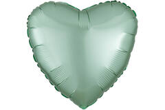 Standard Silk Lustre Mint Green Heart Foil Balloon C16 Bulk 43 cm
