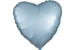 Standard Silk Lustre Pastel Blue Heart Foil Balloon C16 Packaged 43 cm