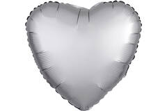 Standard Silk Lustre Silver Heart Foil Balloon C16 Packaged 43 cm