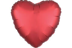 Standard Silk Lustre Dark Red Heart Foil Balloon C16 Bulk 43 cm