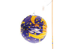 Lantern-Kit Children: Lantern Paper 15 cm / Lantern Stick Electrical Wood 30 cm