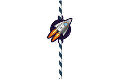 8 Drinking Straws Space Party Paper