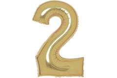 Large Number 2 White Gold Foil Balloon N34 Packaged 86 cm x 55 cm