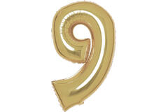 Large Number 9 White Gold Foil Balloon N34 Packaged 91 cm x 57 cm