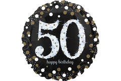 Standard Holographic Sparkling Birthday 50 Foil Balloon C55 Packaged 43 cm