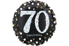 Standard Holographic Sparkling Birthday 70 Foil Balloon C55 Packaged 43 cm