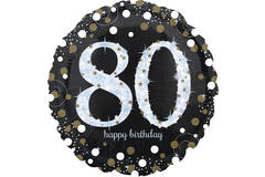 Standard Holographic Sparkling Birthday 80 Foil Balloon C55 Packaged 43 cm