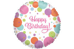 Standard HBD Polka Dots Foil Balloon C40 Packaged 43 cm