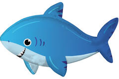 Large Shape Ocean Buddies Shark Foil Balloon H40 Packaged 44 cm x 92 cm