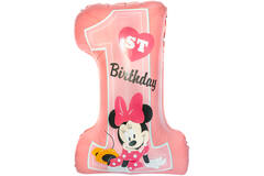 Large Shape Minnie 1st Birthday Foil Balloon H45 Packaged 48 cm x 71 cm