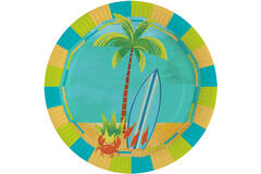 8 Plates Surf Party Round Paper 23 cm
