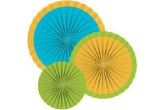 3 Fan Decorations Surf Party Paper 16 cm / 28 cm / 35 cm
