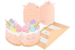 8 Invitations & Envelopes Crazy Cake Paper